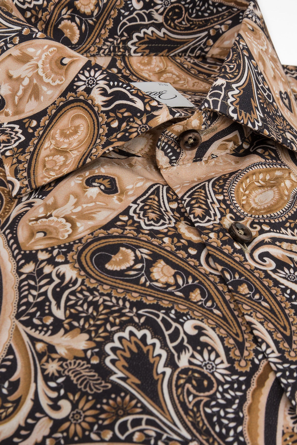 Brown paisley printed slim fit shirt