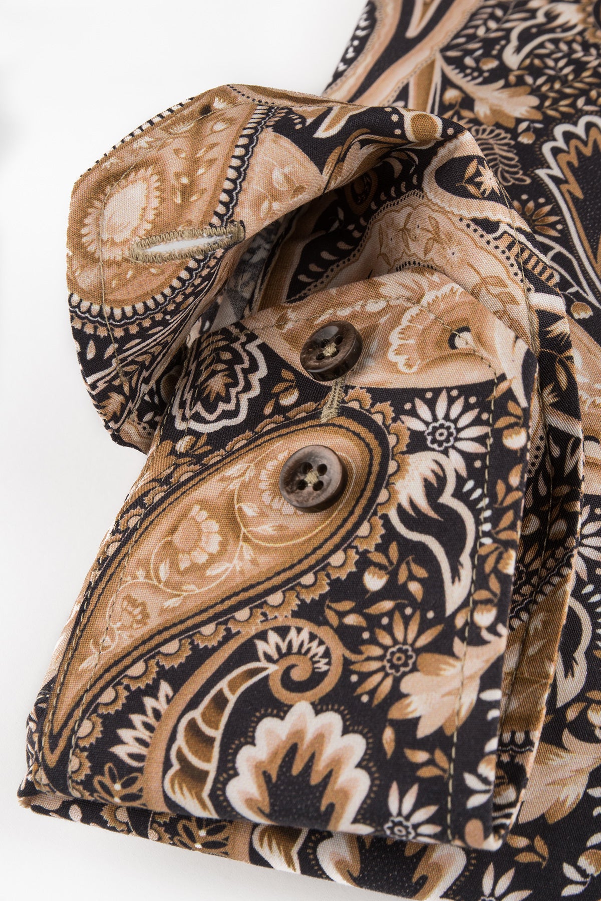 Brown paisley printed slim fit shirt