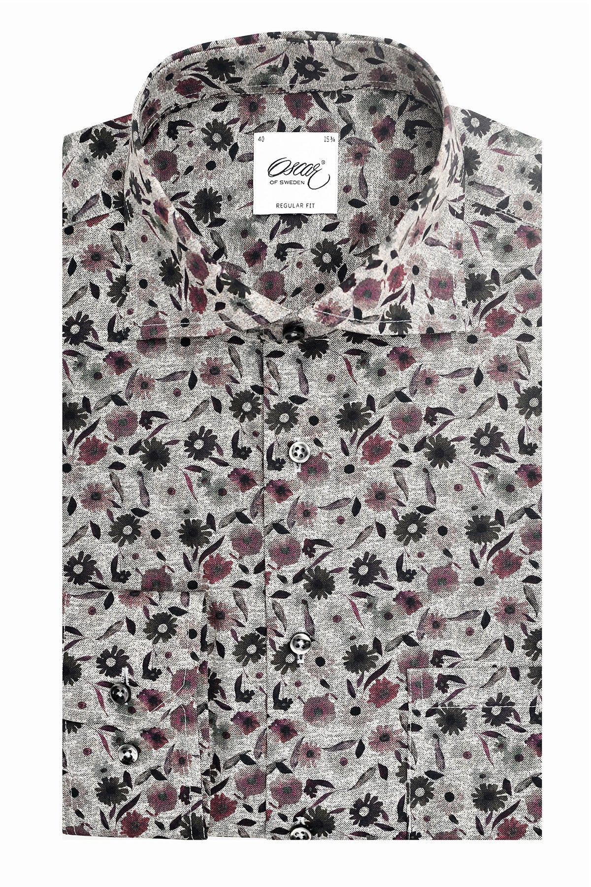 Grey flower printed slim fit shirt