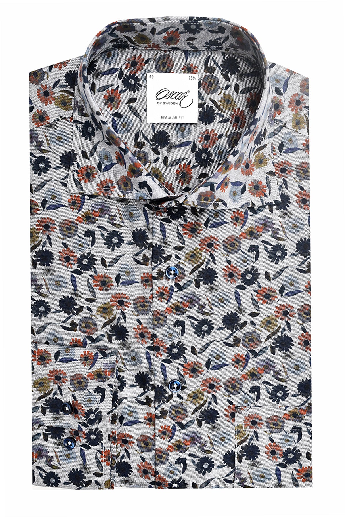 Blue flower printed slim fit shirt