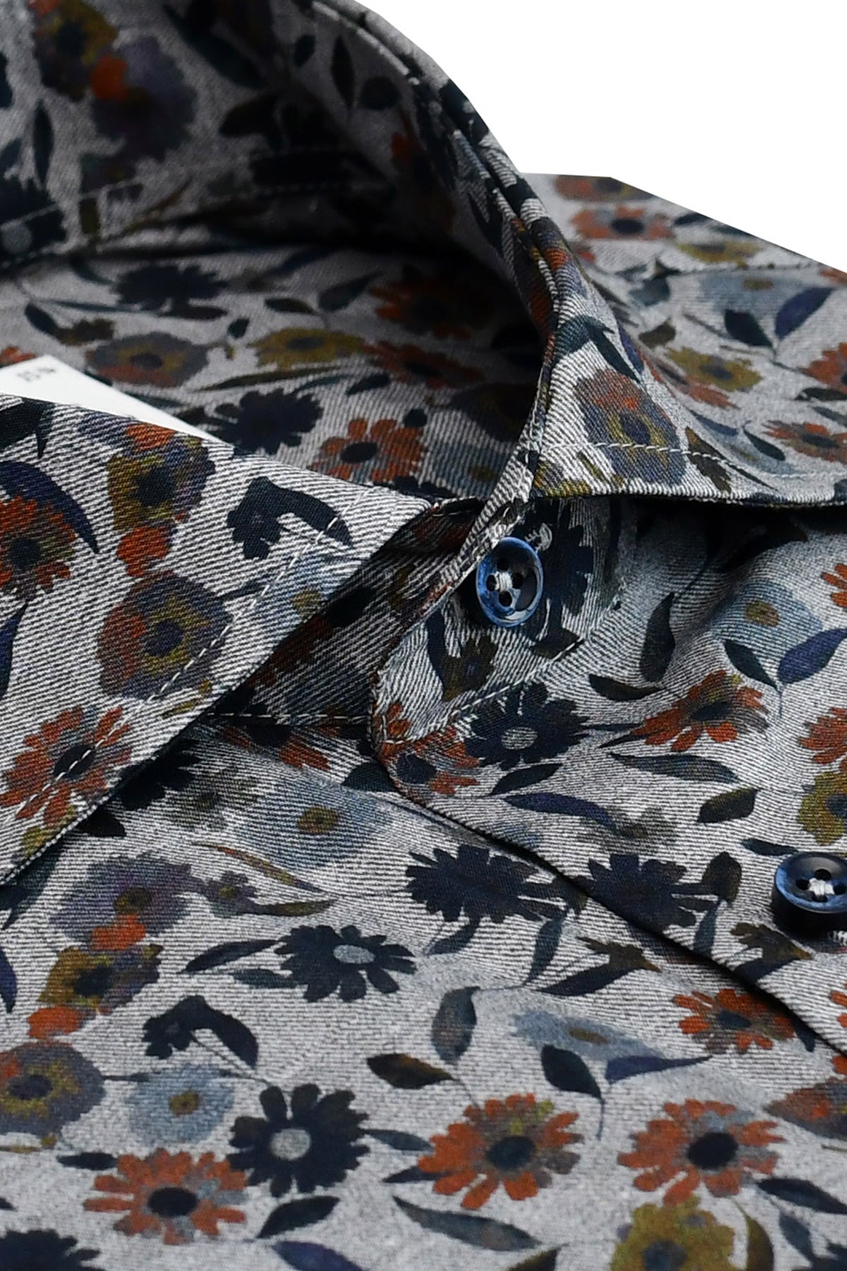 Blue flower printed slim fit shirt