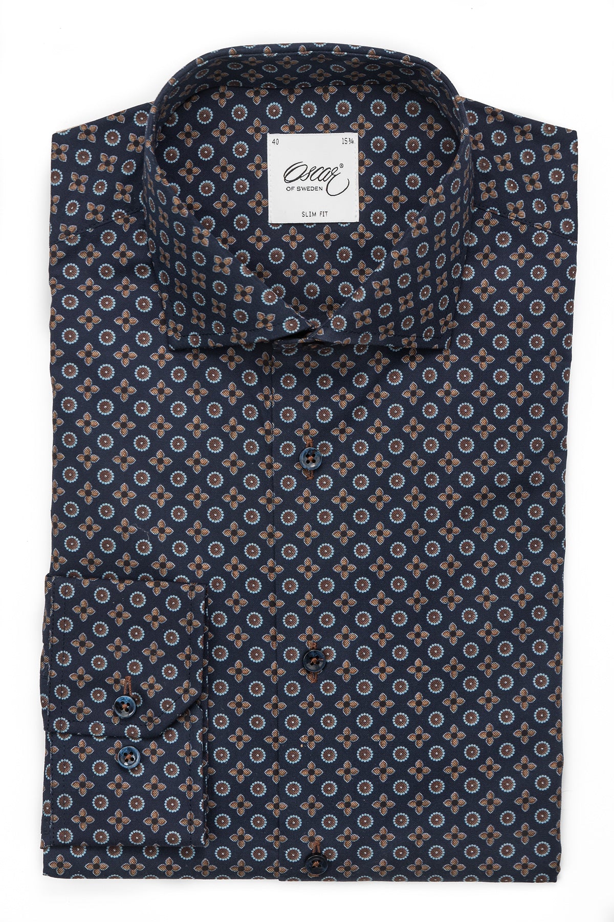 Blue medallion printed regular fit shirt