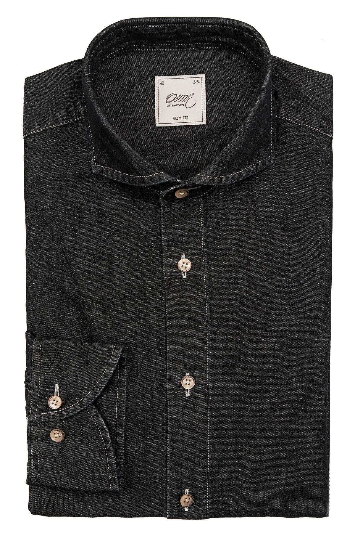 Black regular fit denim shirt