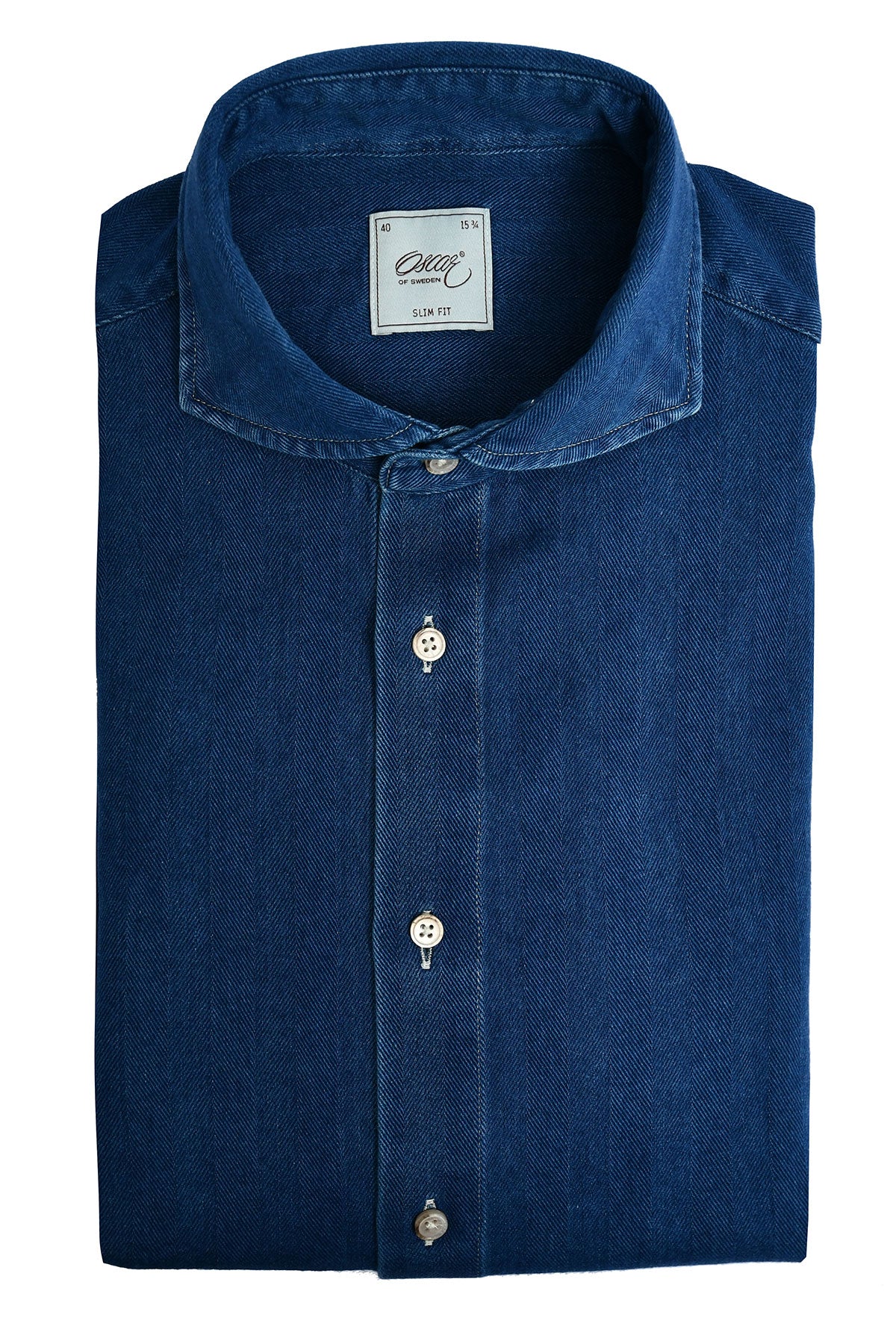 Dark blue slim fit denim shirt