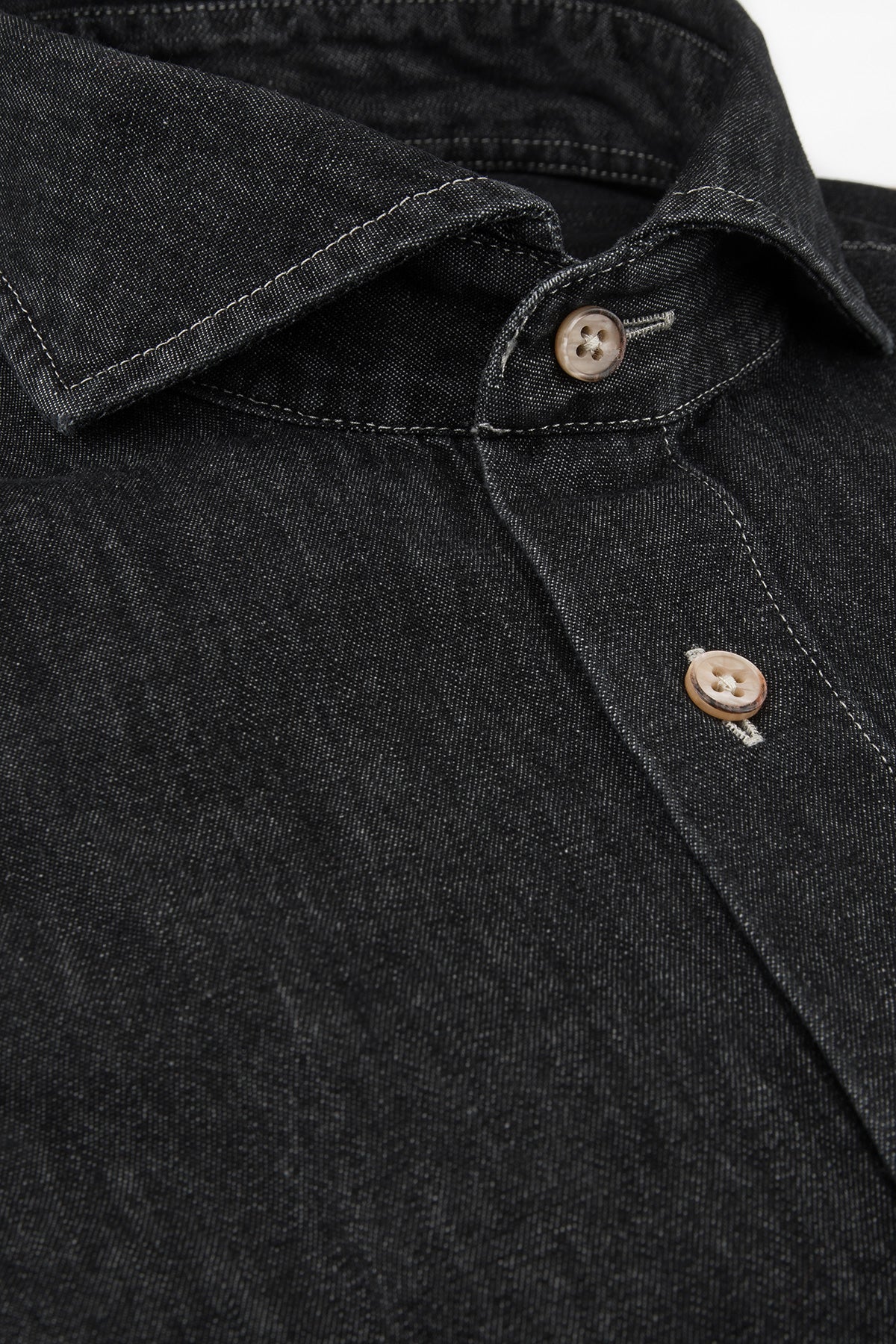 Black regular fit denim shirt