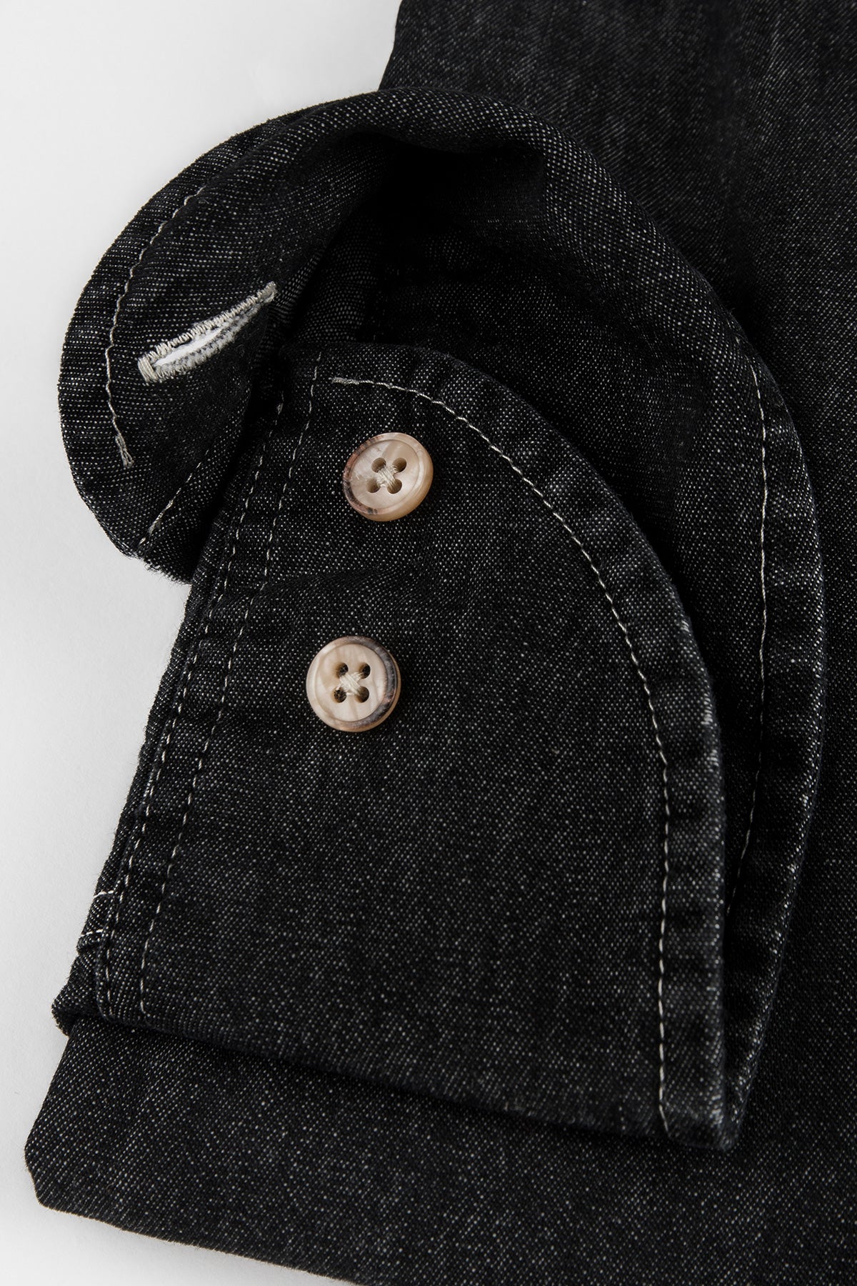 Black regular fit denim shirt