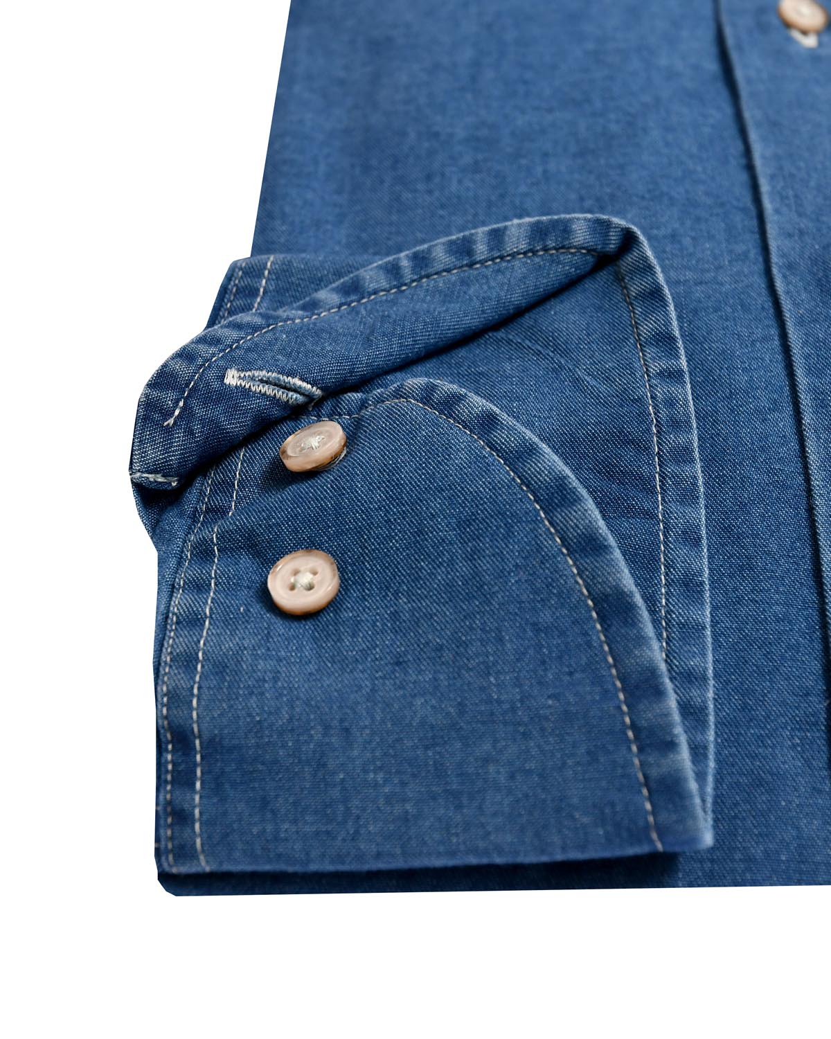 Dark blue slim fit denim shirt