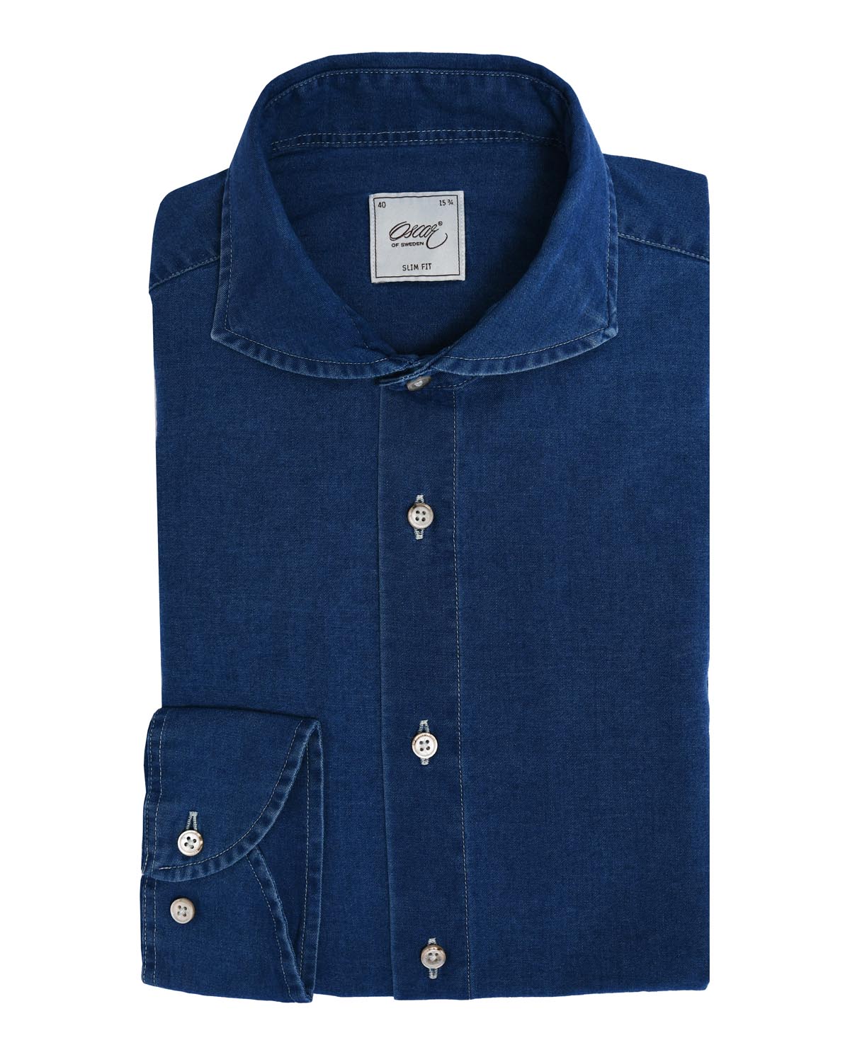 Dark blue slim fit denim shirt