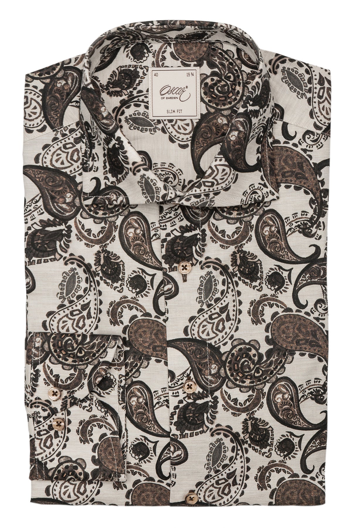 Brown paisley printed regular fit shirt