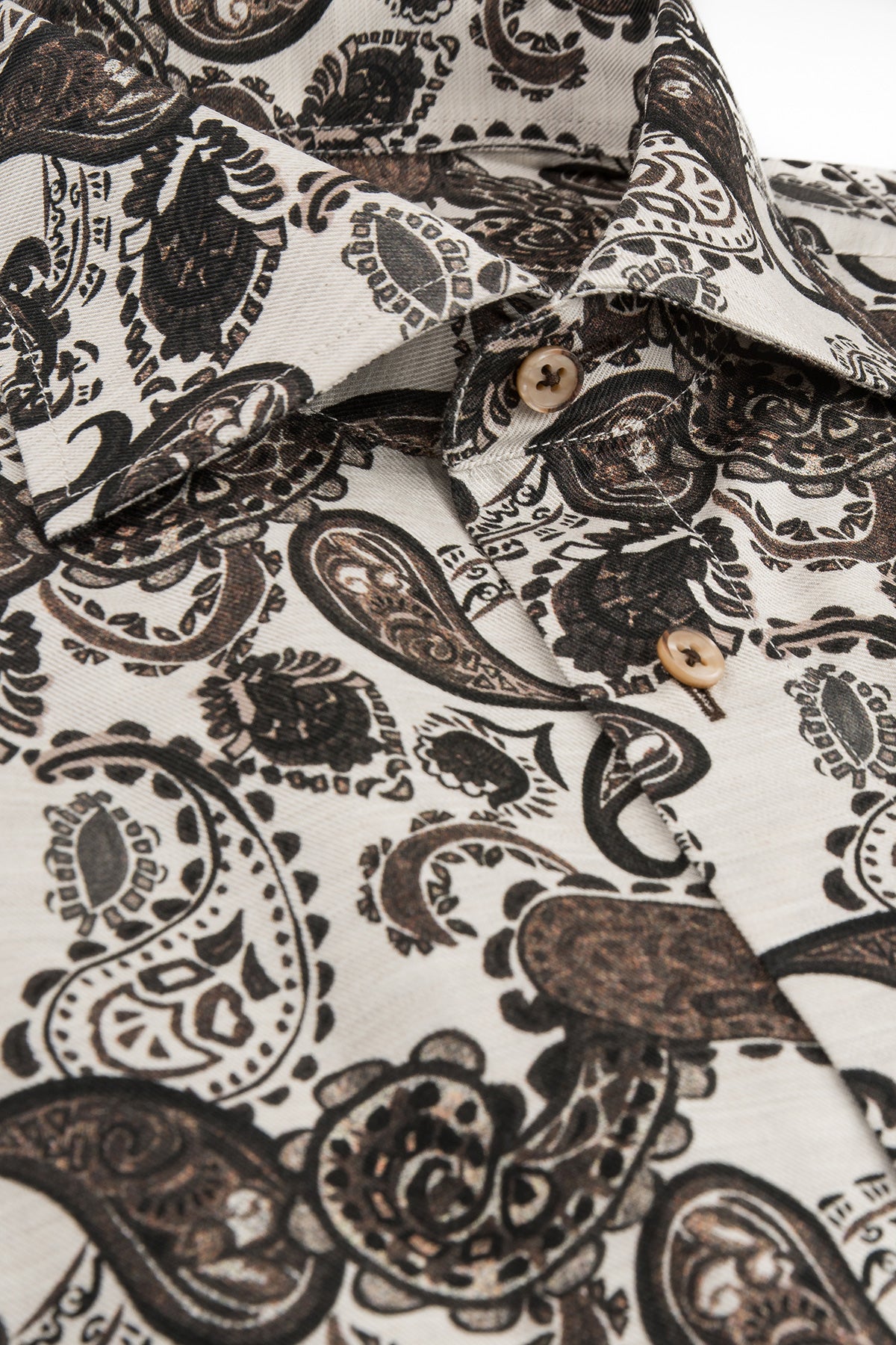 Brown paisley printed regular fit shirt
