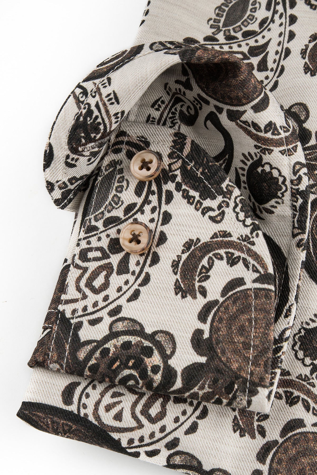 Brown paisley printed regular fit shirt