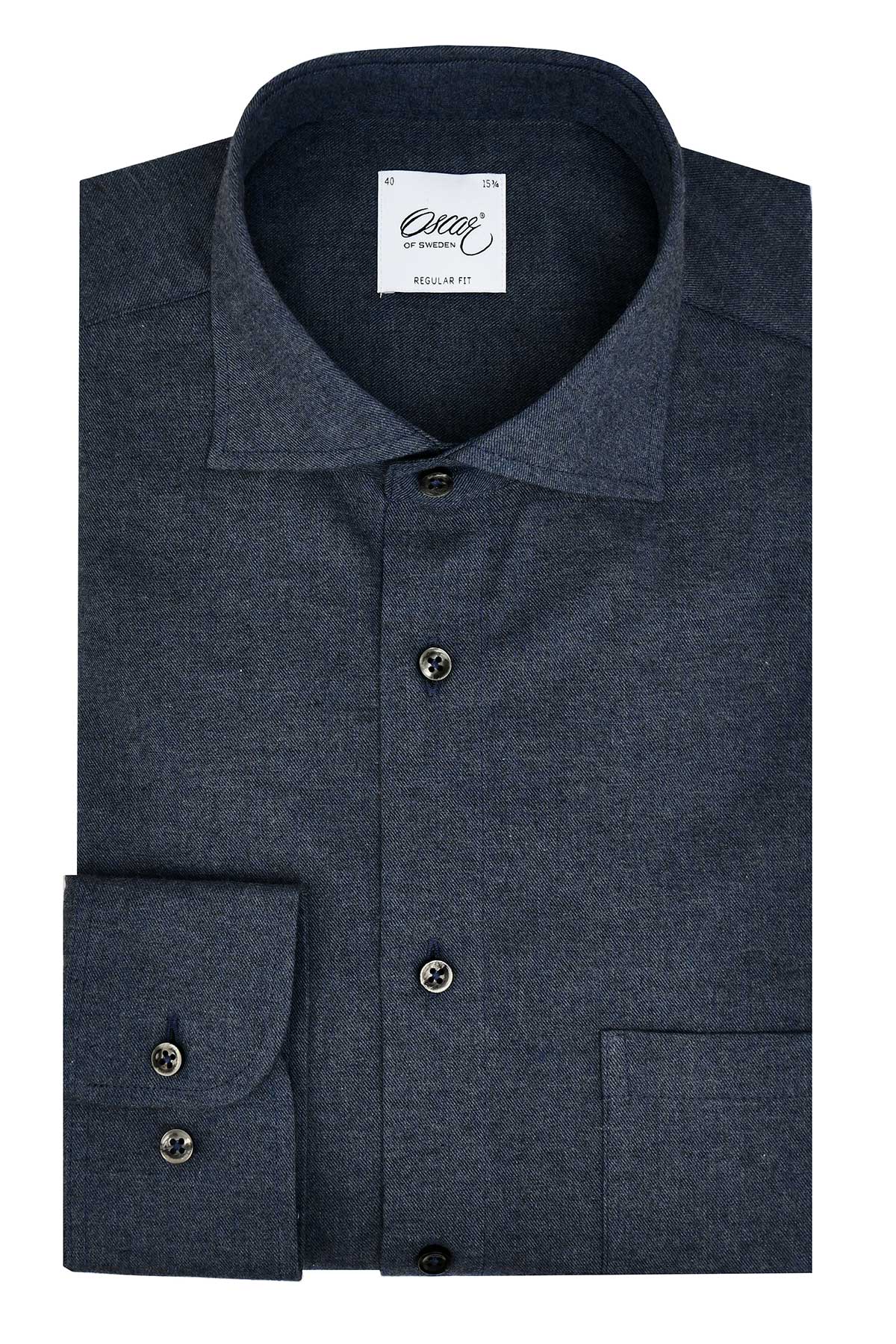 Dark blue regular fit flannel shirt