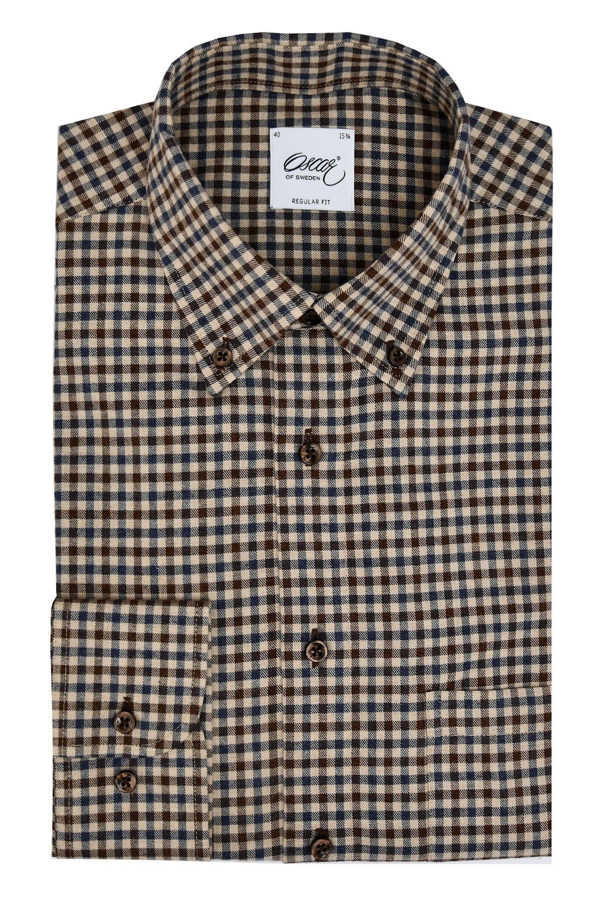 Blue and brown checked regular fit shirt