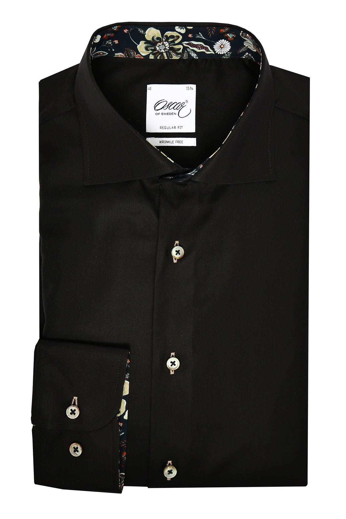 Black slim fit shirt with contrast details