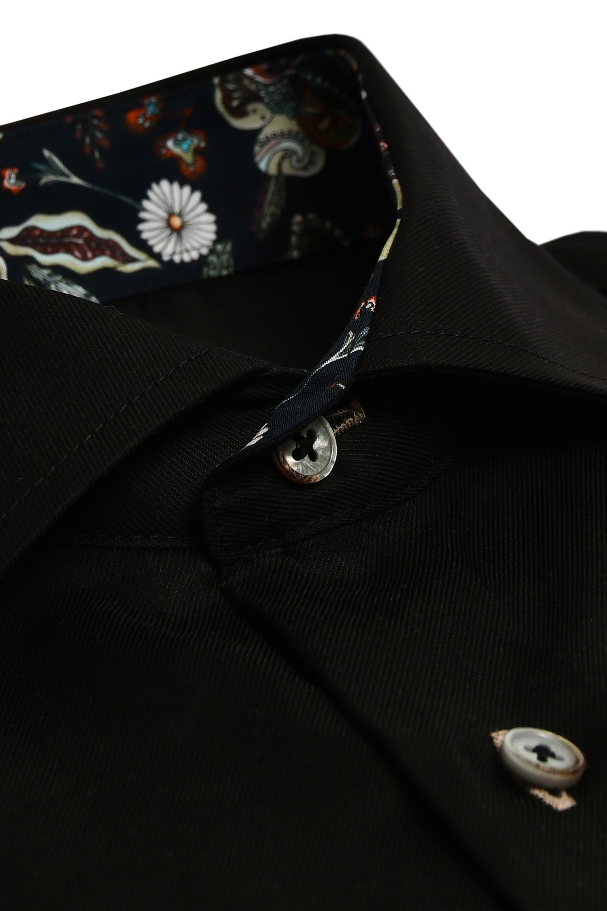 Black slim fit shirt with contrast details