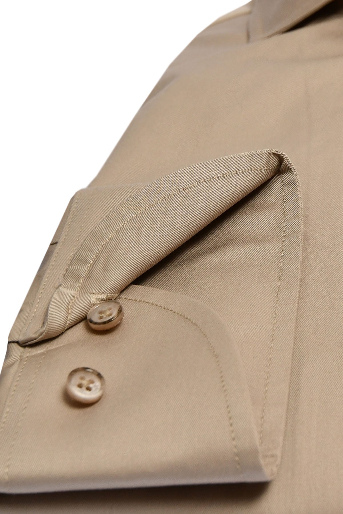 Beige shirt with one piece collar, regular fit
