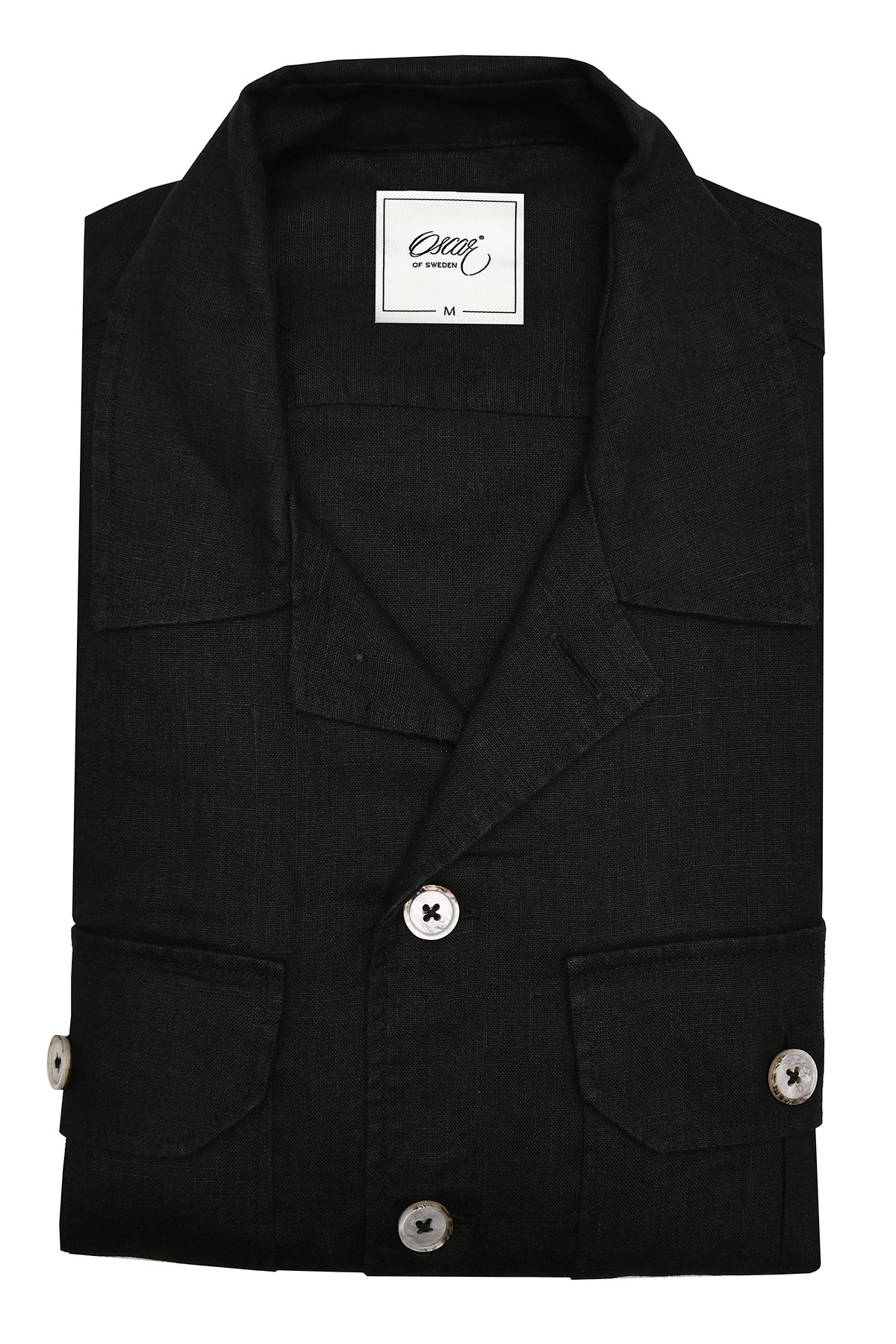 Black linen overshirt regular fit