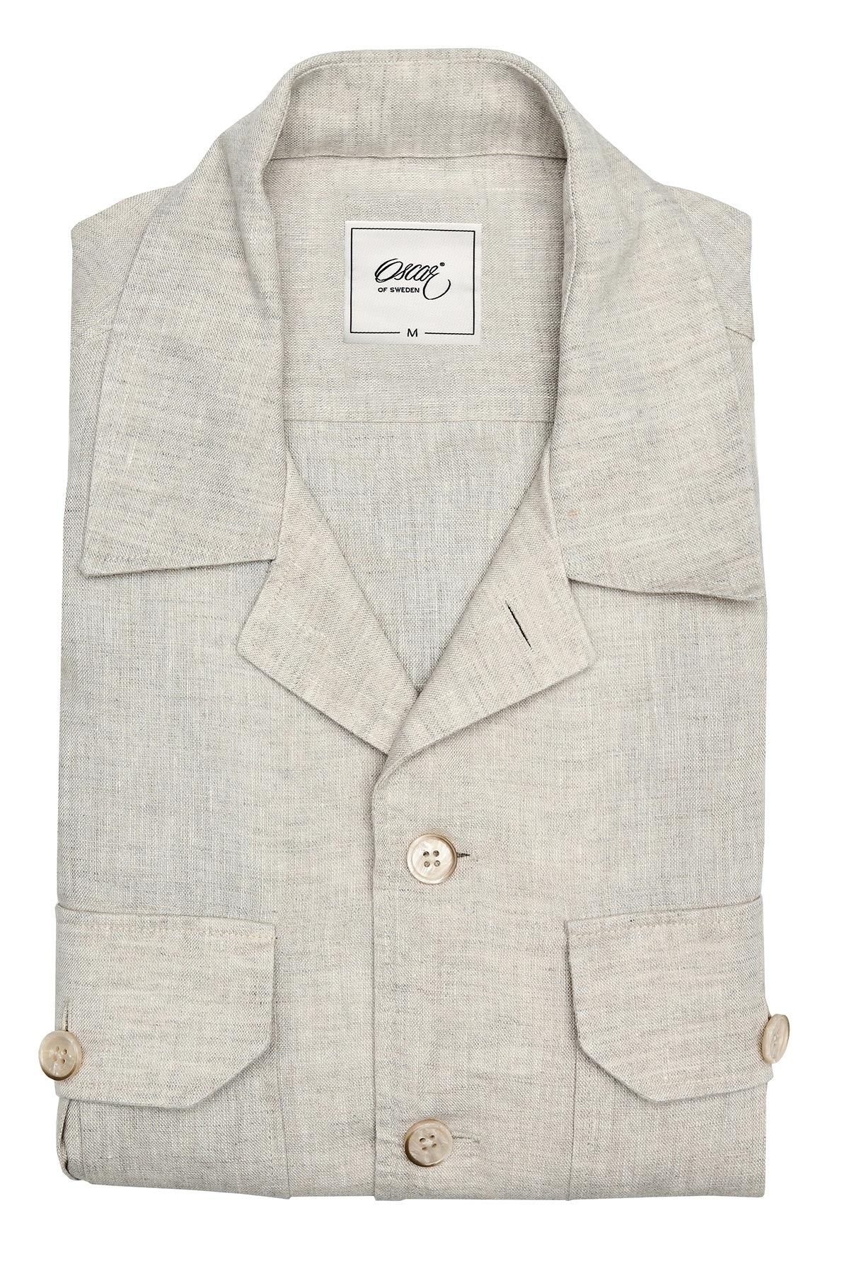 Beige linen regular fit overshirt