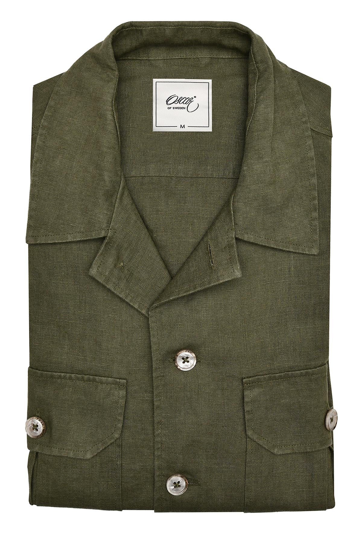 Green linen overshirt, regular fit