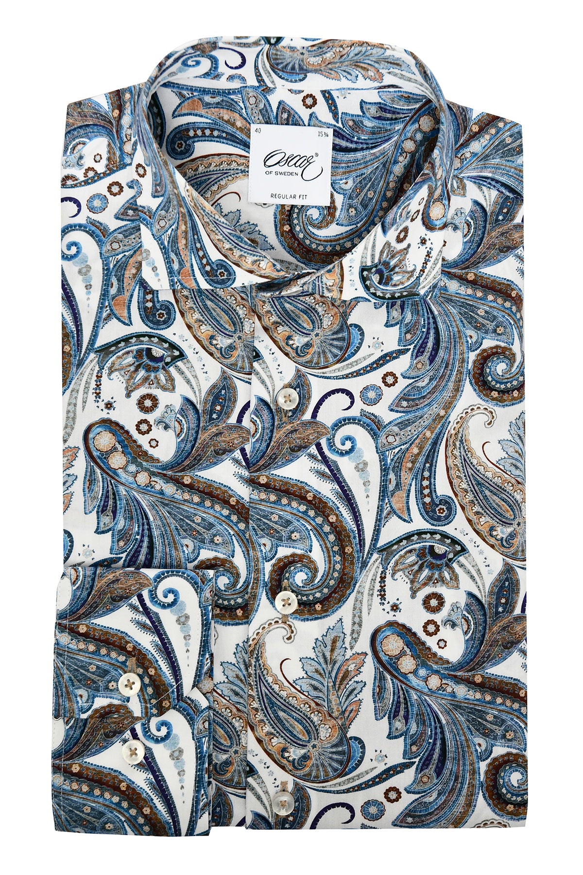 Blue paisley printed regular fit shirt