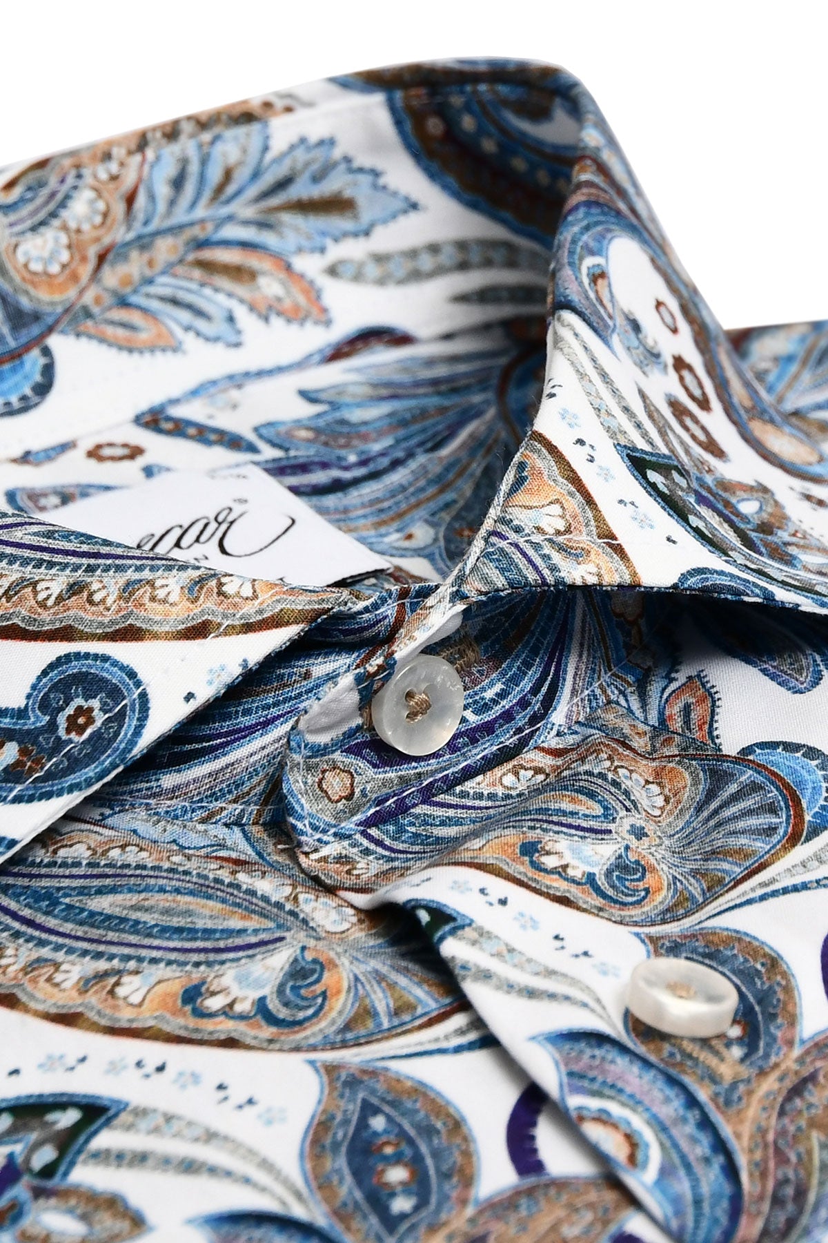 Blue paisley printed regular fit shirt