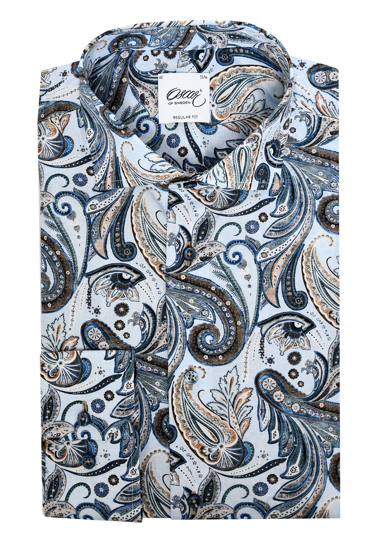 Light blue paisley printed regular fit shirt