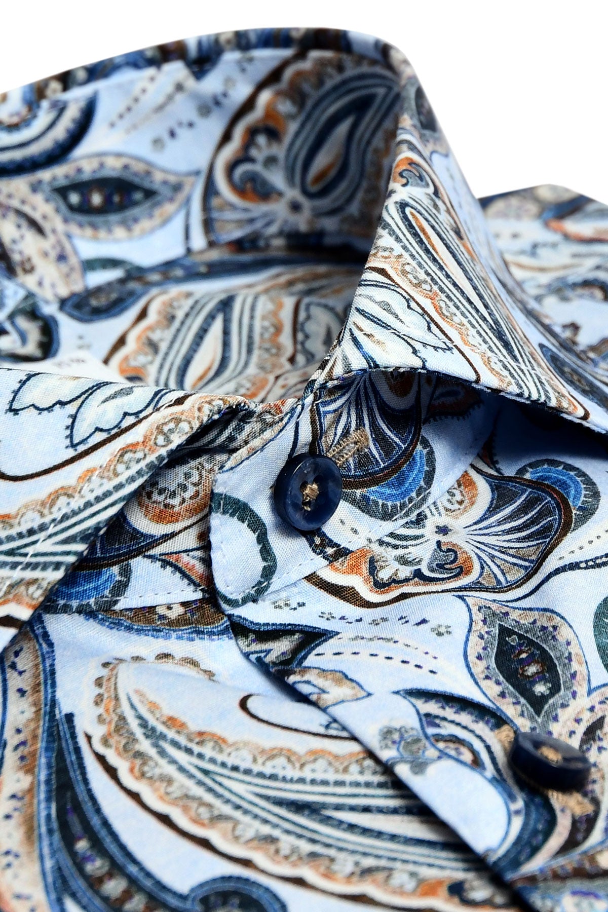 Light blue paisley printed regular fit shirt