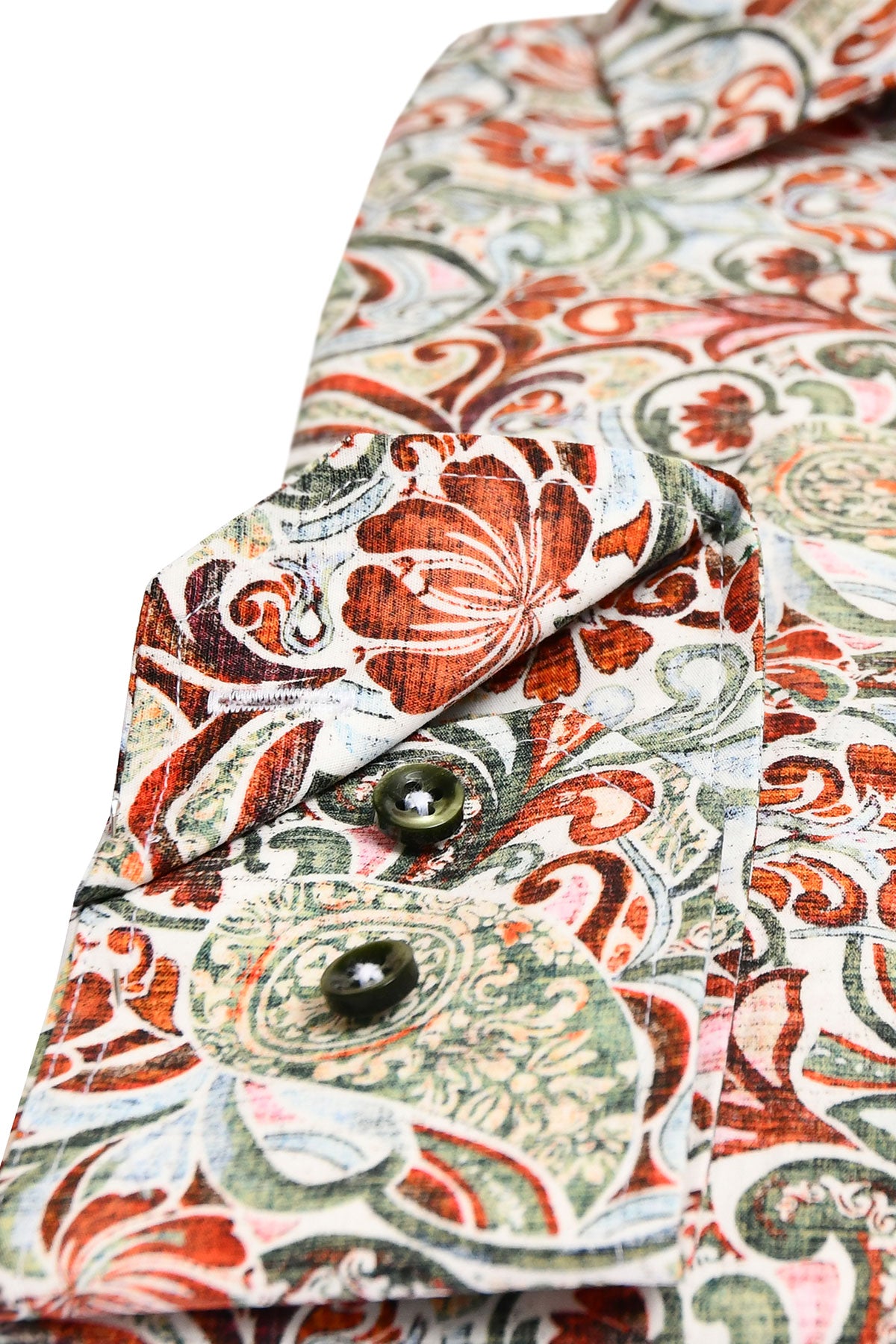 Green printed slim fit shirt