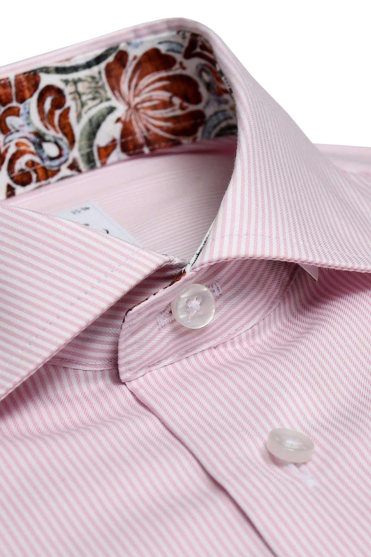 Pink striped regular fit shirt with contrast details