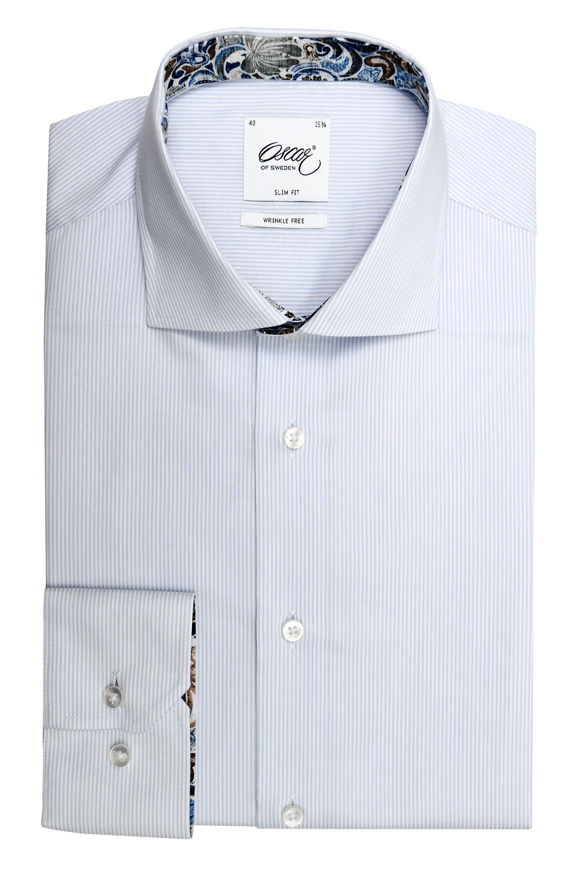 Light blue striped slim fit shirt with contrast details