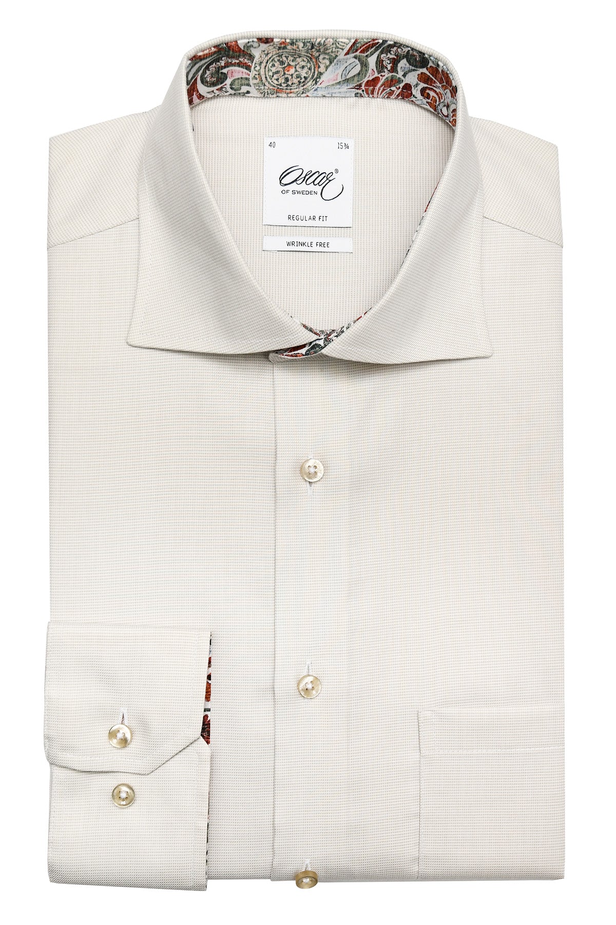 Beige regular fit shirt with contrast details