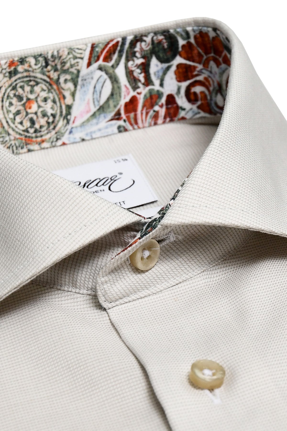 Beige regular fit shirt with contrast details