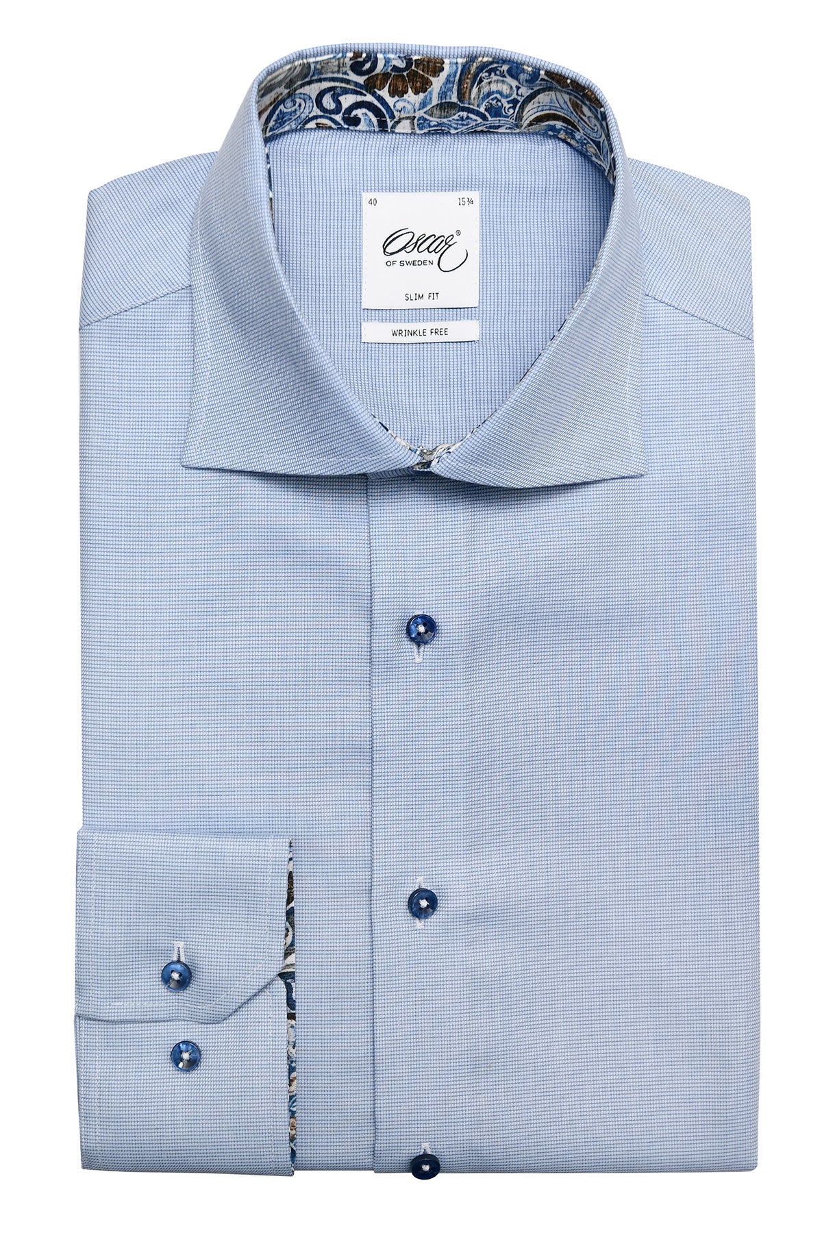Light blue slim fit shirt with contrast details