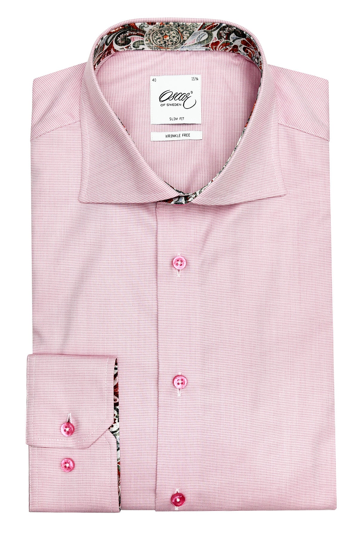 Pink slim fit shirt with contrast details