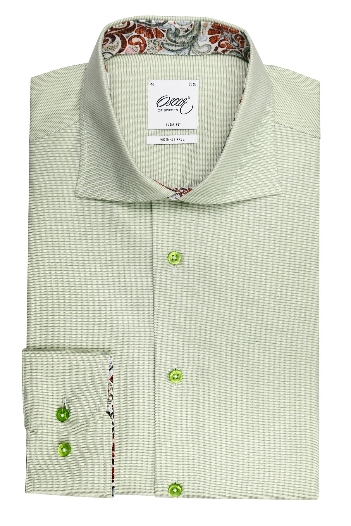 Green slim fit shirt with contrast details