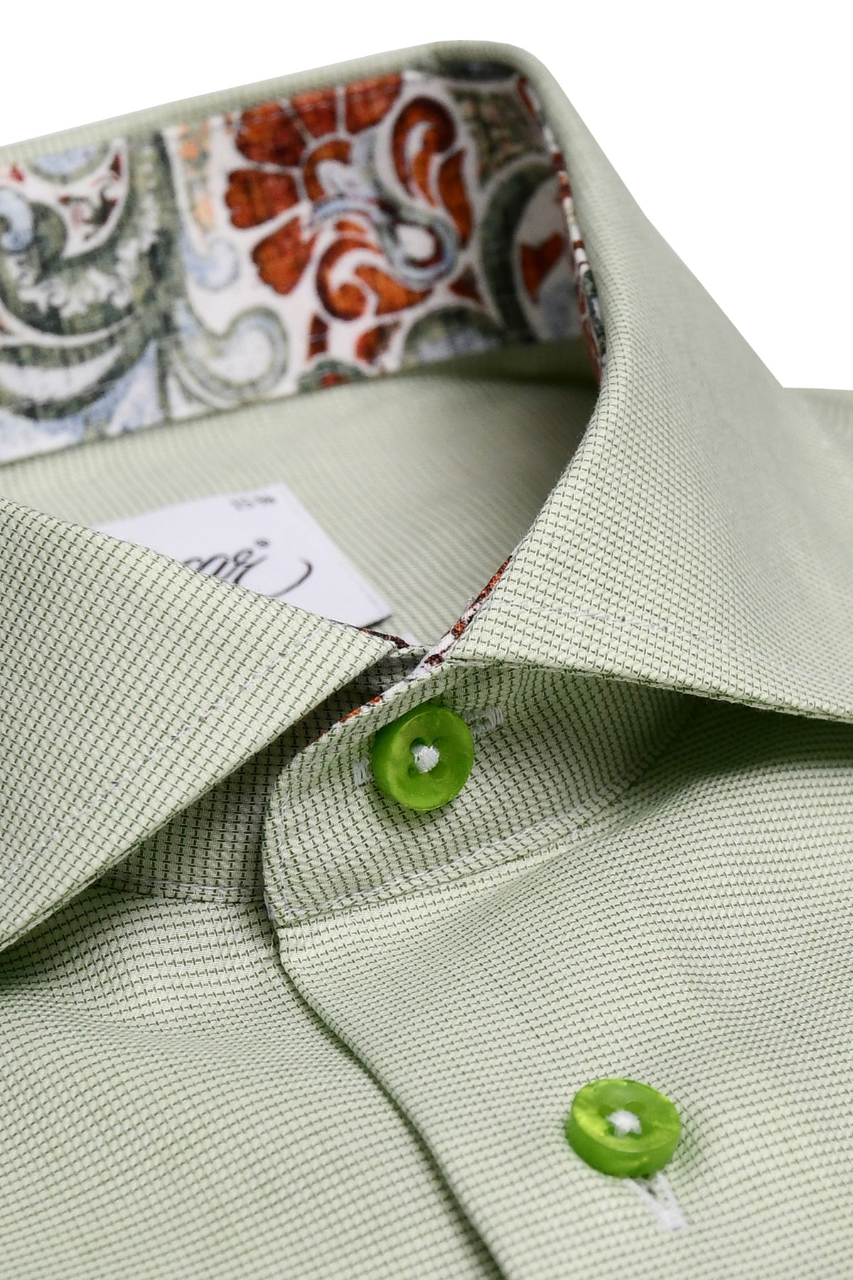 Green slim fit shirt with contrast details