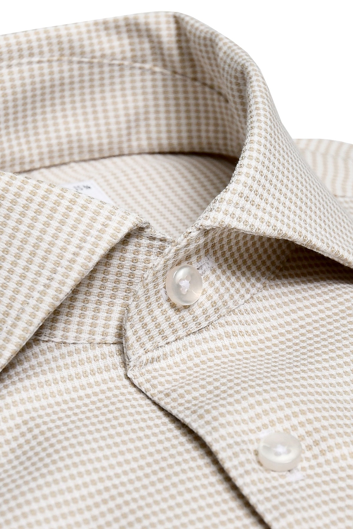 Beige shirt with one piece collar, slim fit