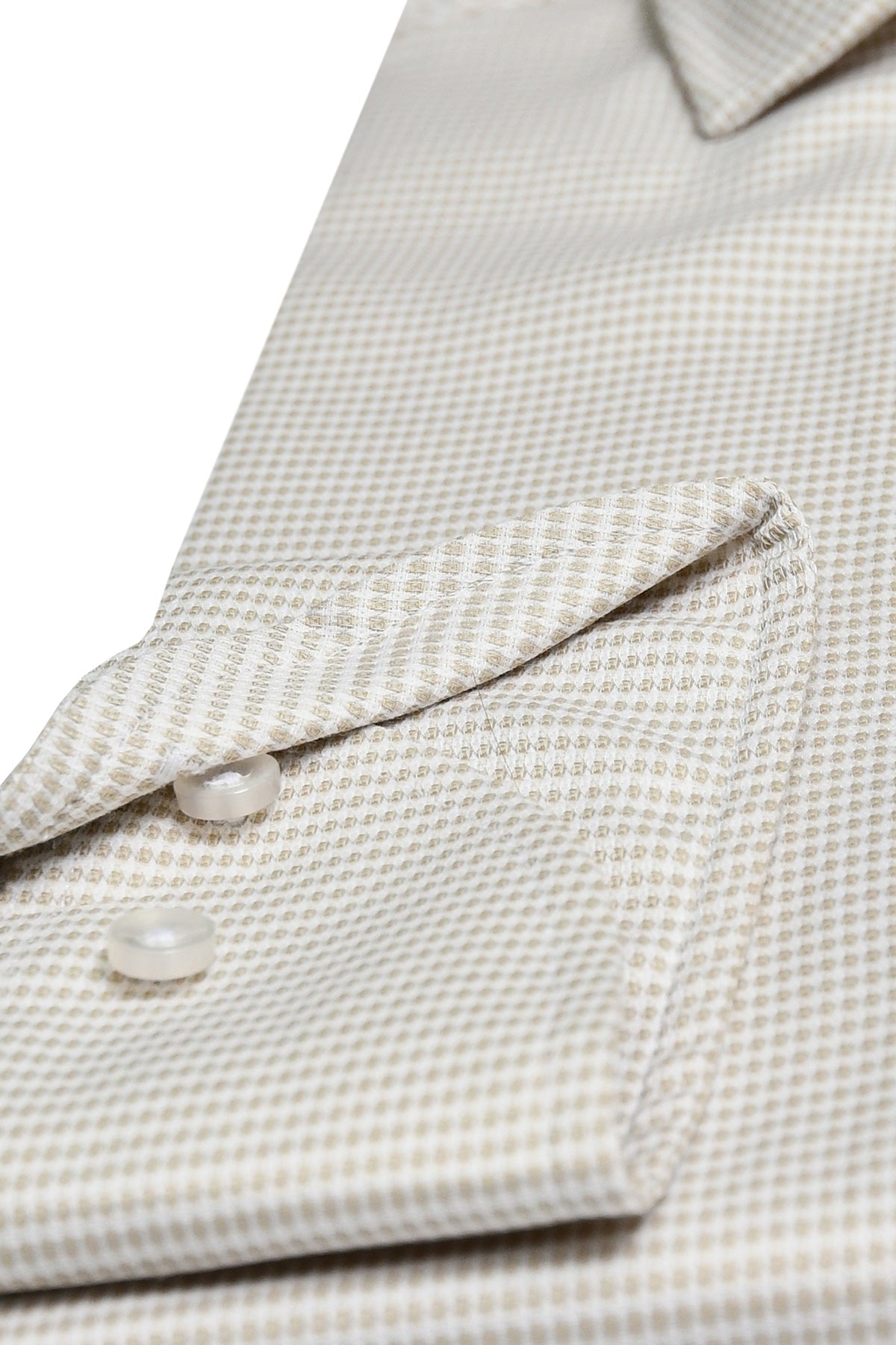 Beige shirt with one piece collar, slim fit