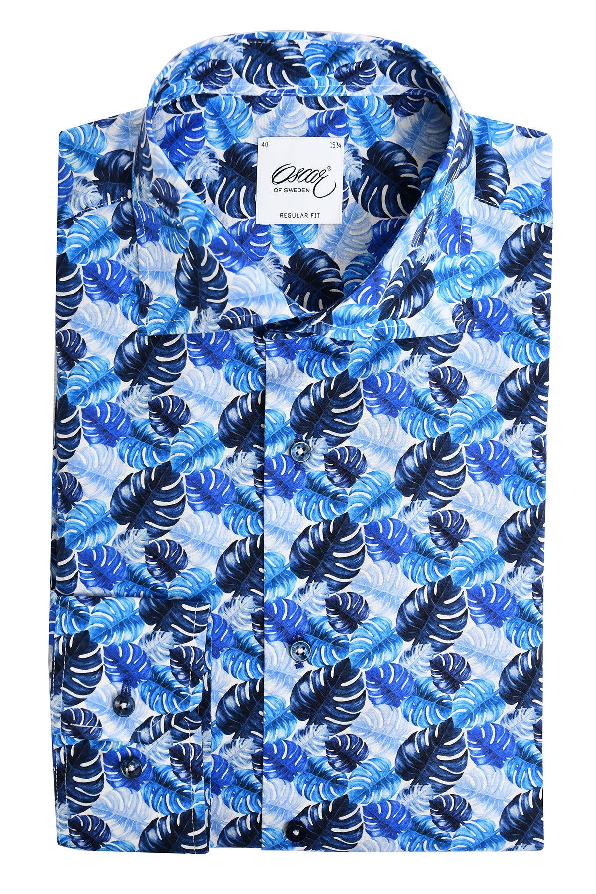 Blue printed regular fit shirt