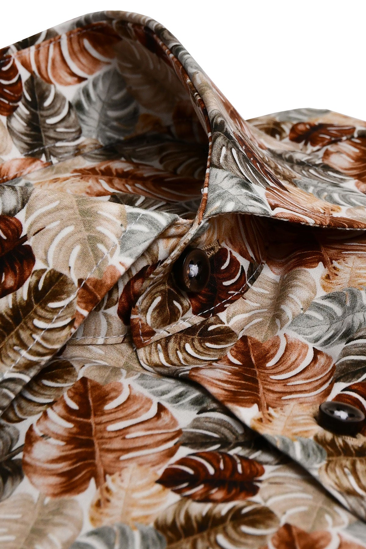 Orange shirt with leaf pattern, slim fit