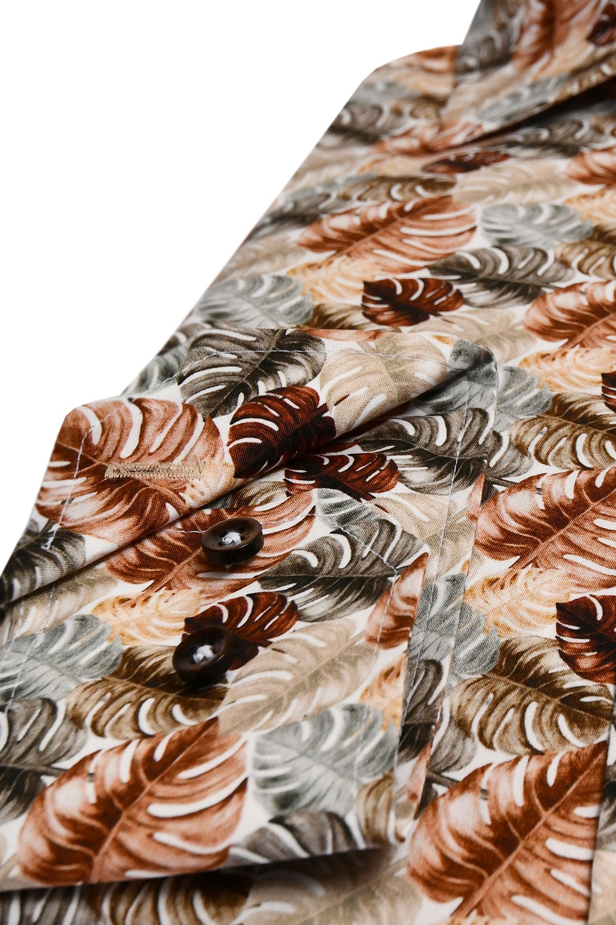 Orange shirt with leaf pattern, slim fit
