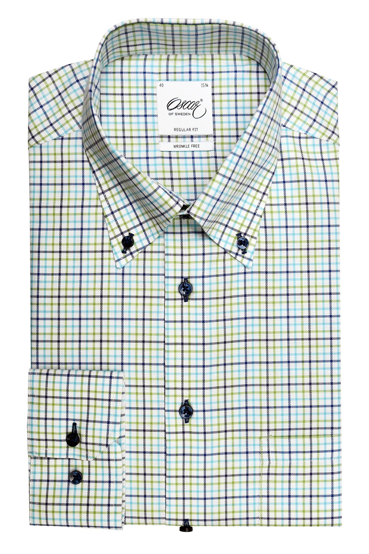 Green check button down shirt regular fit