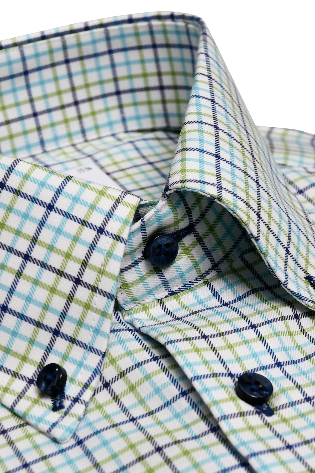 Green check button down shirt regular fit