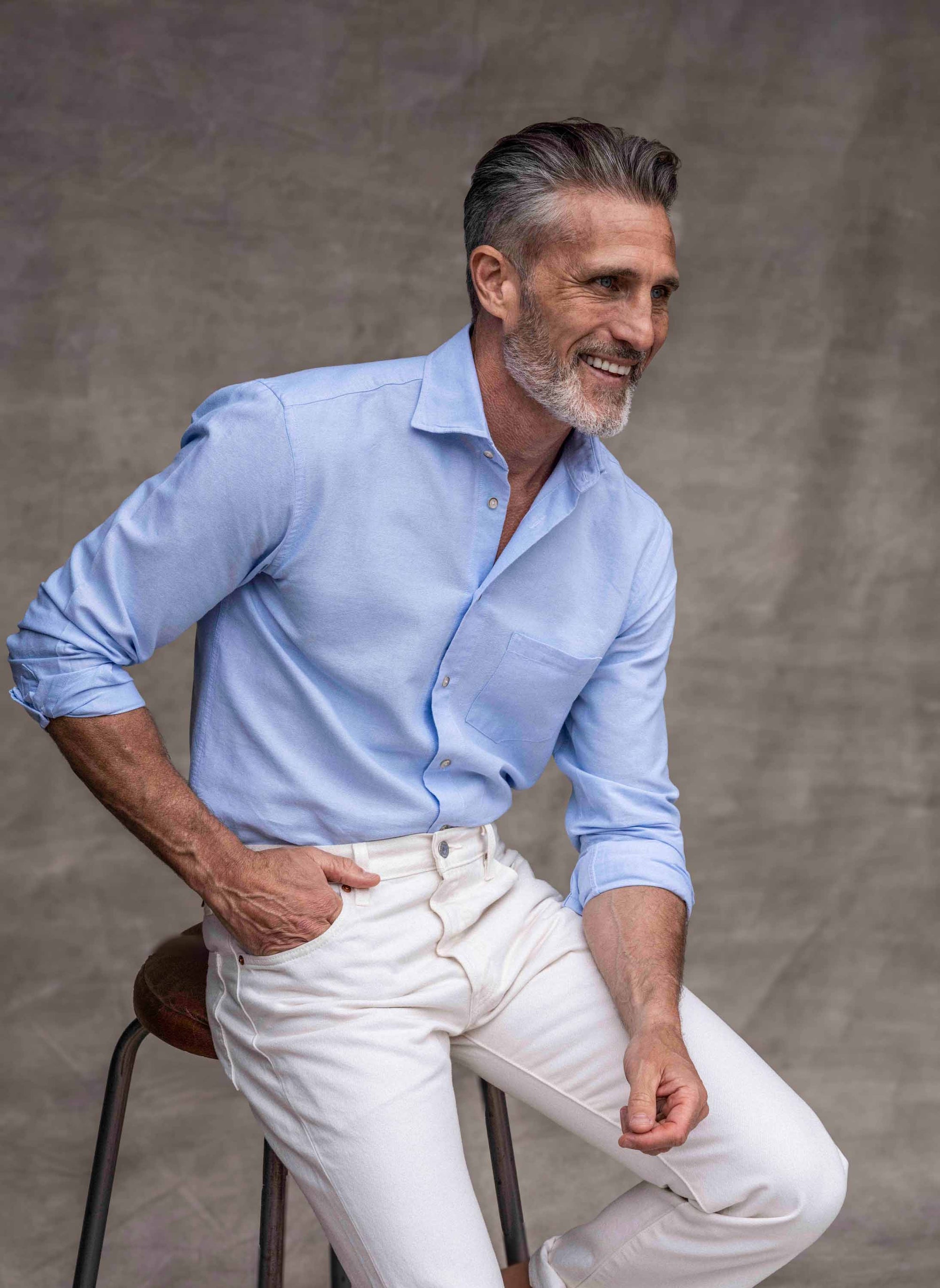 Light blue washed oxford regular fit shirt