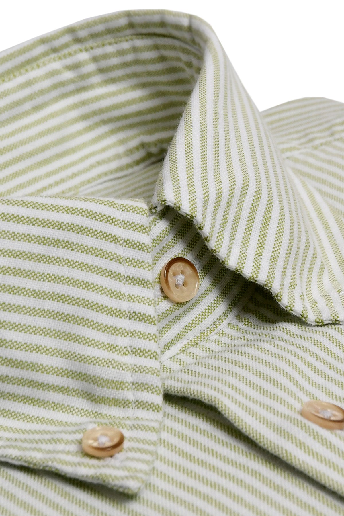 Green striped washed oxford shirt regular fit