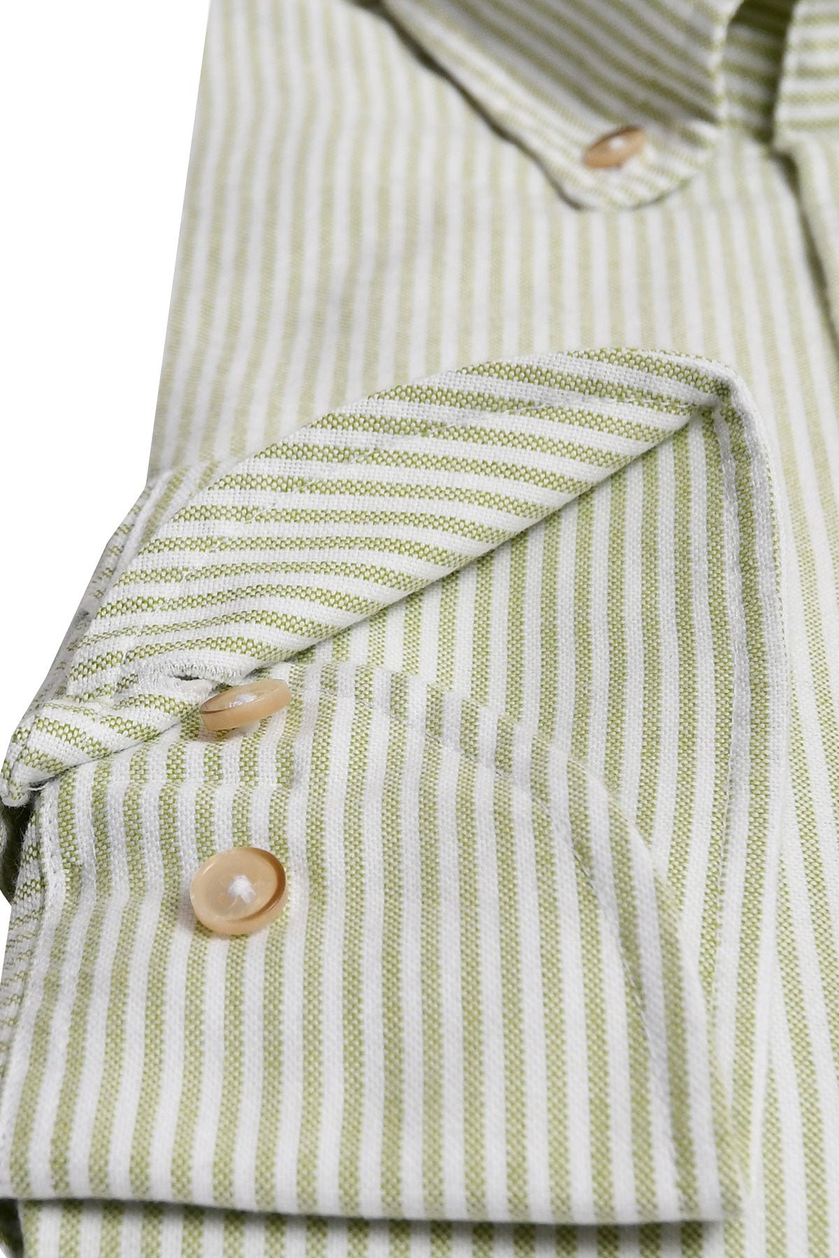 Green striped washed oxford shirt regular fit