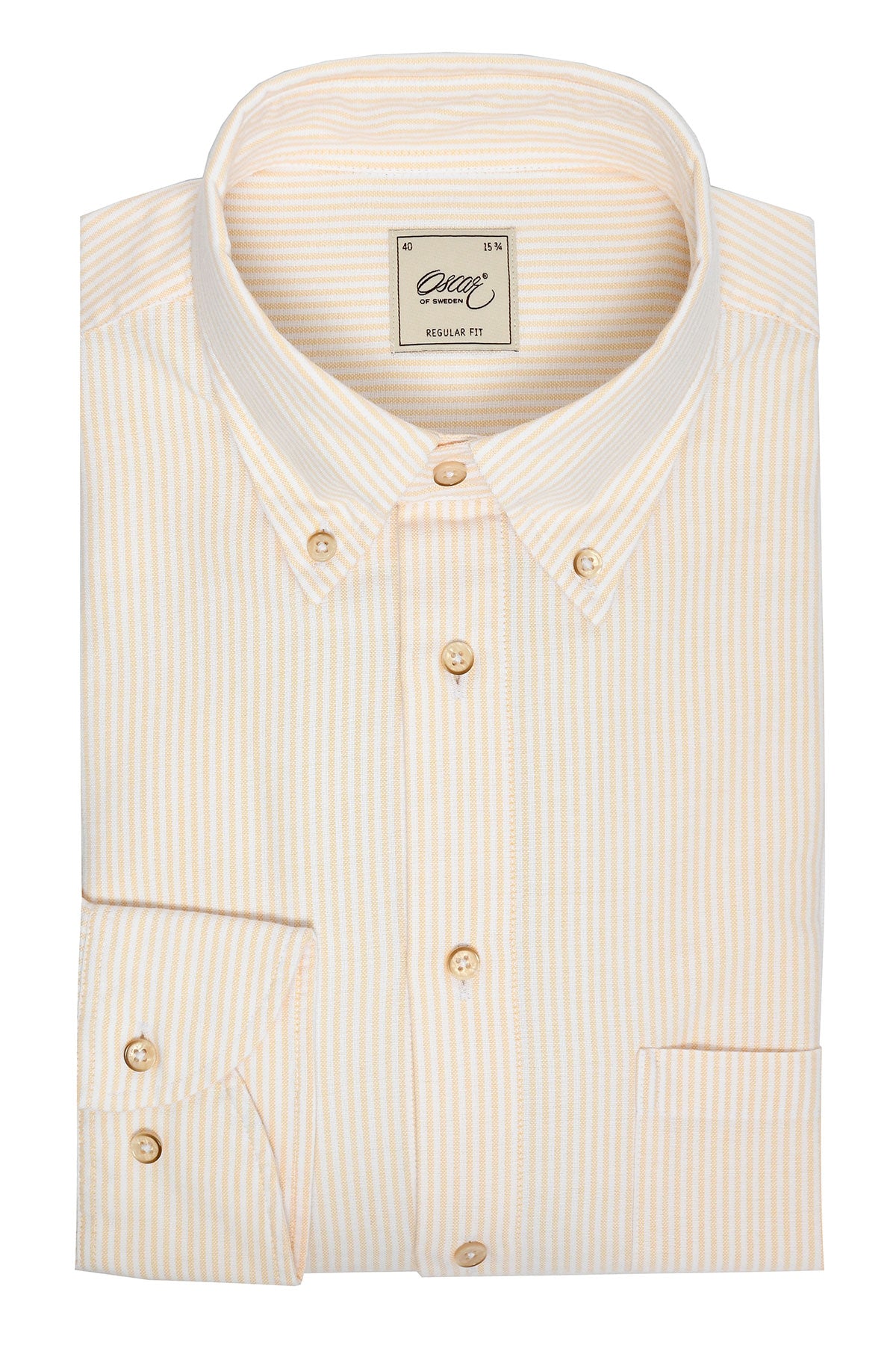 Yellow striped washed oxford shirt regular fit