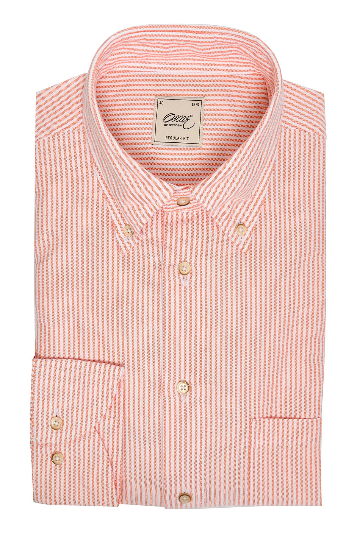 Orange striped washed oxford shirt regular fit