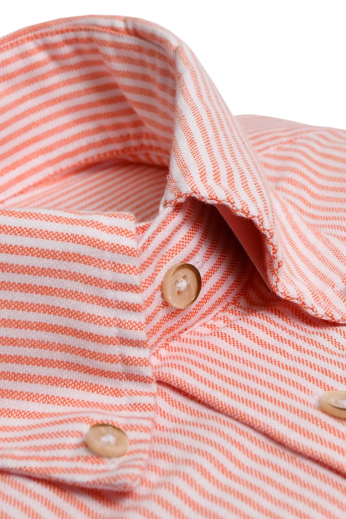 Orange striped washed oxford shirt regular fit