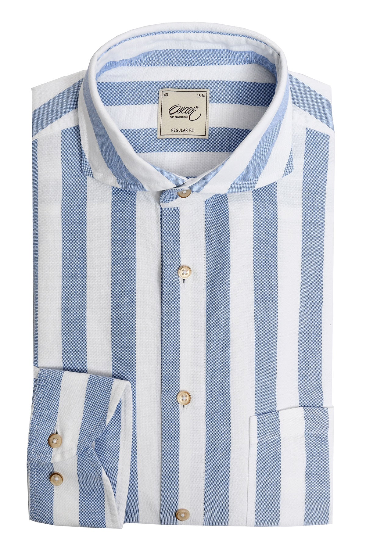 Blue striped regular fit oxford shirt